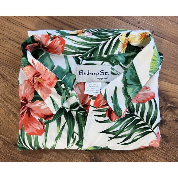 Bishop St. Apparel Hawaiian Shirt Mens 2XL Polo Floral Aloha Short Sleeve Rayon - Picture 10 of 10